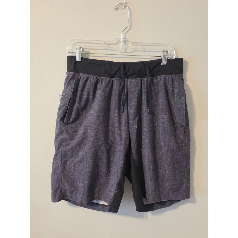 Lululemon‎ Athletic Shorts Mens L Gray Training Lined Zipper Pockets Gym Sport